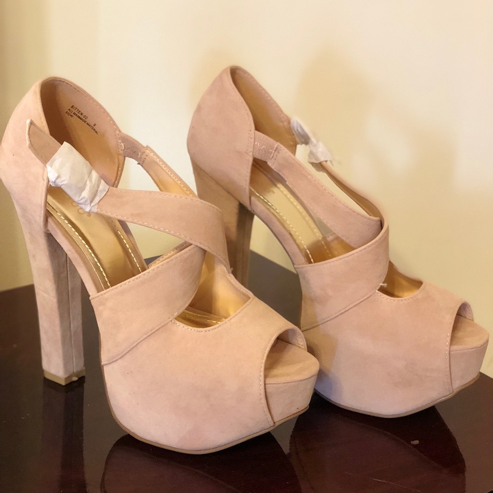Beige Suede heels brand new
